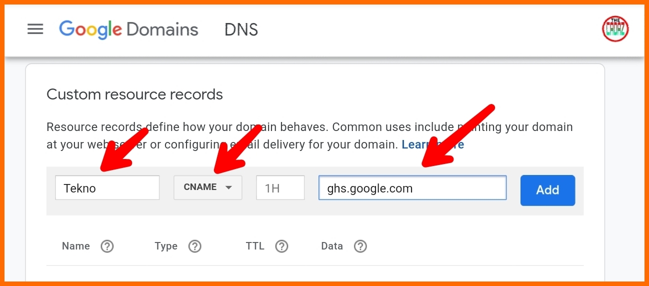 Membuat sub domain dari google domain