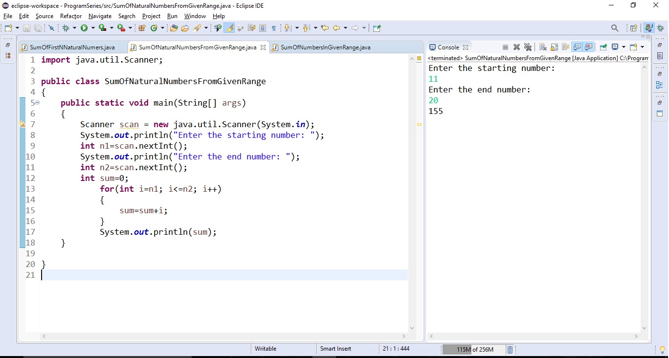 Basic Java Programs: Sum of Natural Numbers