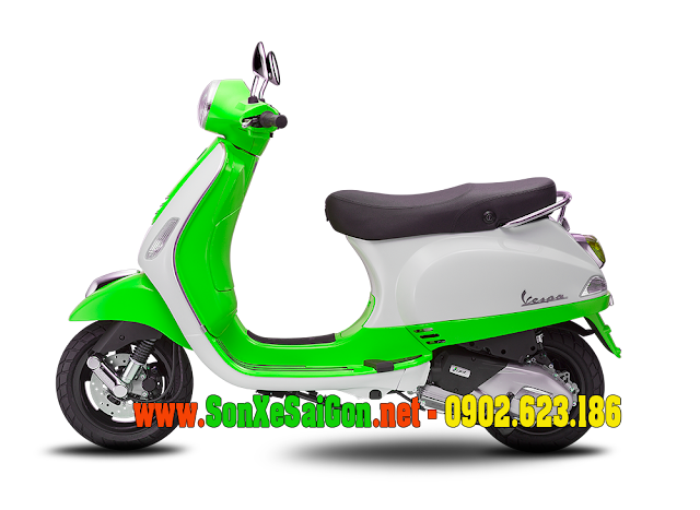 Mẫu sơn xe Vespa LX 125 bi-color trắng xanh cực đẹp