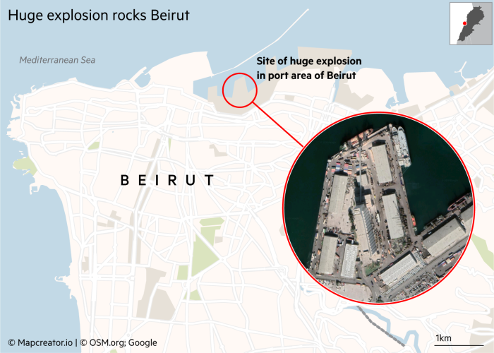 انفجار ضخم يهز العاصمة اللبنانية بيروت