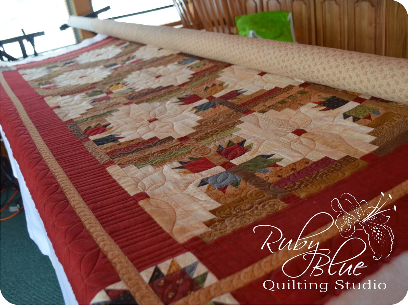 Ruby Blue Quilting Studio Machine Quilting Log Cabins