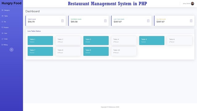 Restaurant Management System in PHP With Source Code | Webslesson