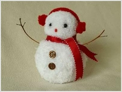 Снеговик из помпонов. Snowman of pompons