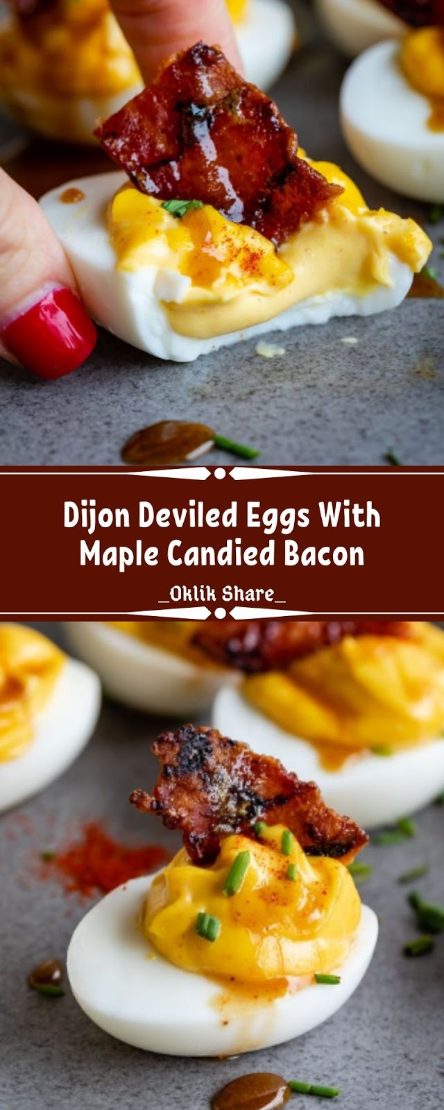 Dijon Deviled Eggs With Maple Candied Bacon