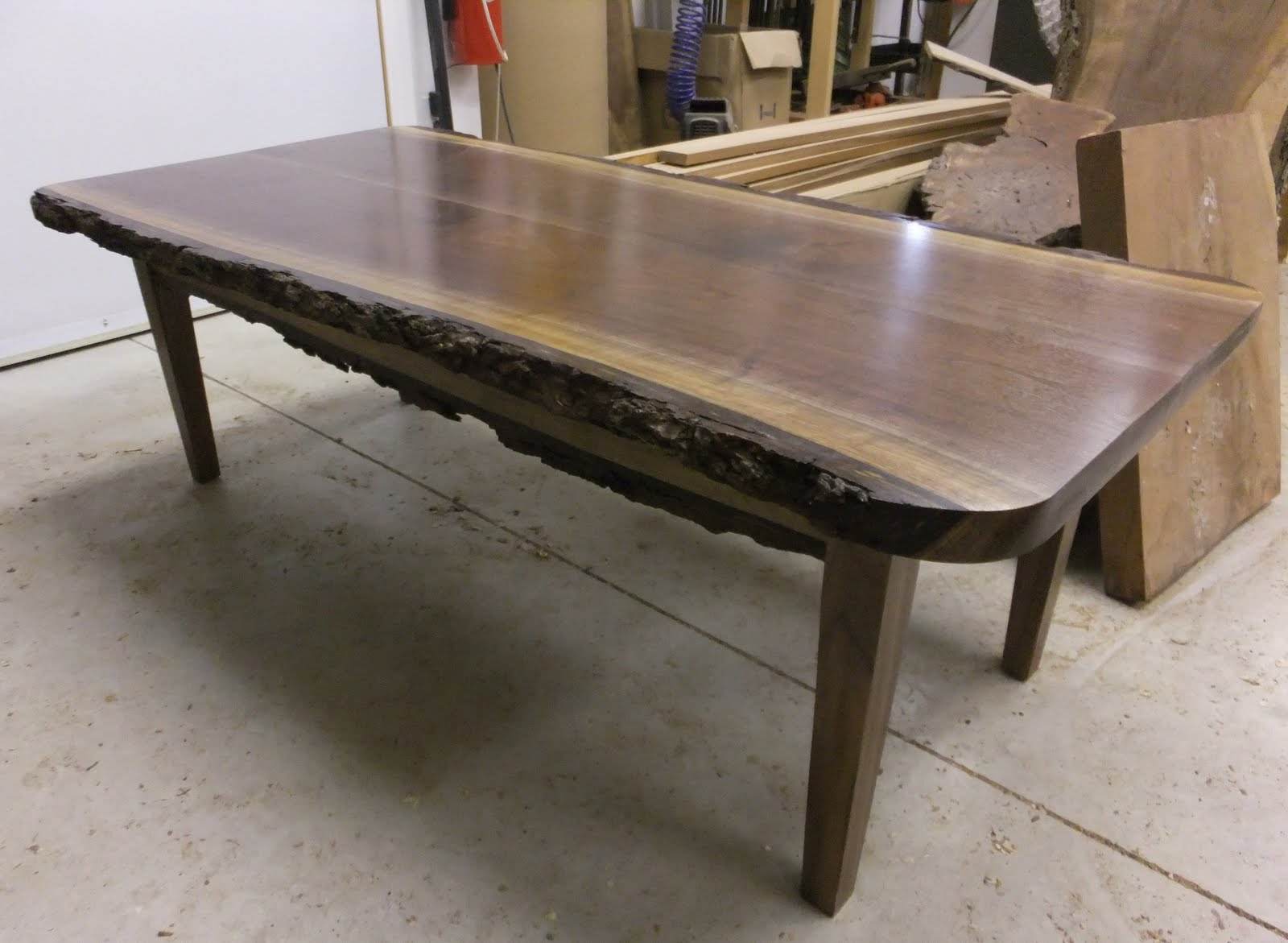 BRIAN MARKHAM LIMBERLOST WOODTURNING Black Walnut Table with a Bark Edge