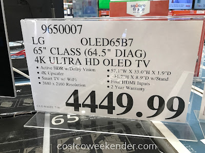Deal for the LG OLED65B7 65-inch 4K Ultra OLED TV at Costco