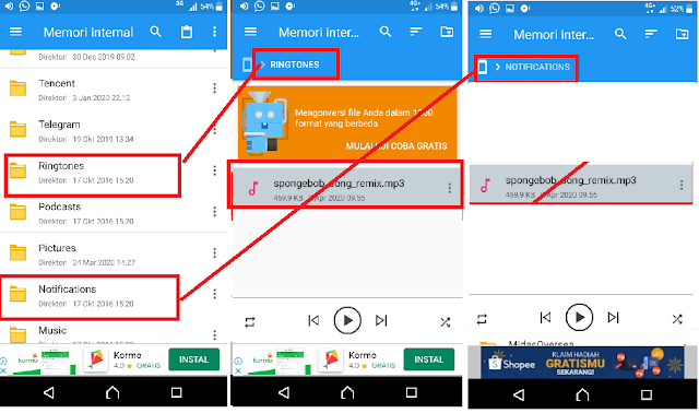 masang ringtone di android