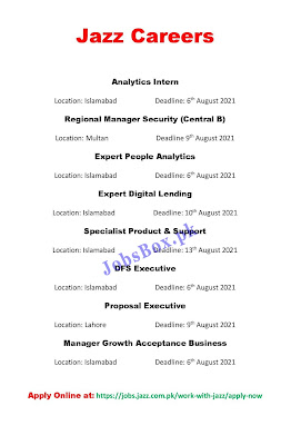 Jazz Jobs 2021 Latest post – Apply Online through this link jobs.jazz.com.pk
