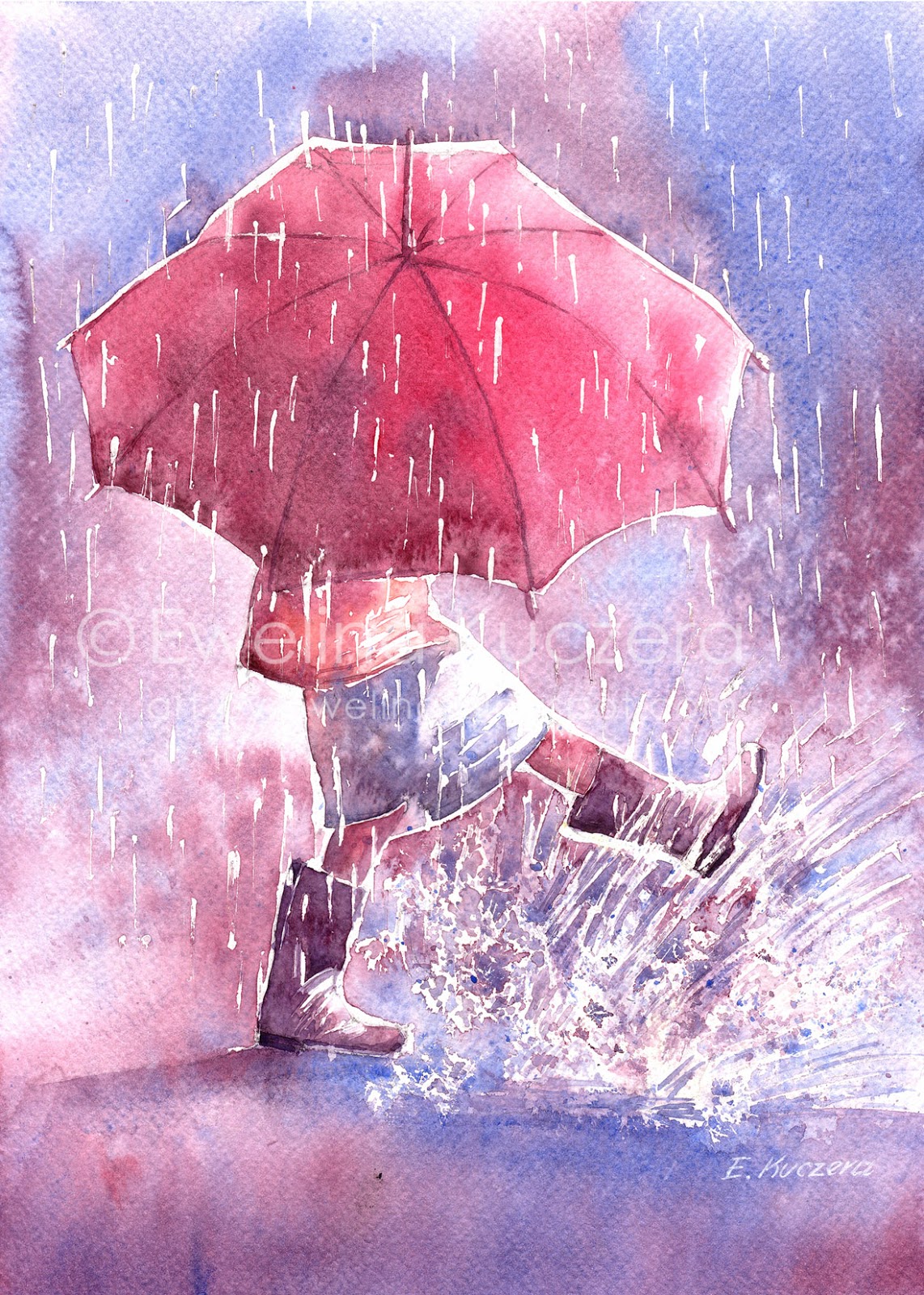 Как растения радуются дождю. Зонтик акварелью. Девочка под зонтиком. Под зонтом. Человек под дождем.
