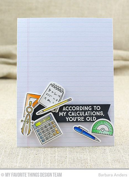 Seven Office Supplies Card by Barbara Anders featuring the Get Down to Business stamp set and Die-namics #mftstamps