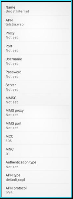 New Boost mobile APN Settings android