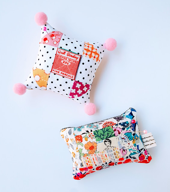 Happy Flowers Quilts Tour post with pin cushions by Heidi Staples of Fabric Mutt