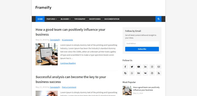 Frameify blogger template