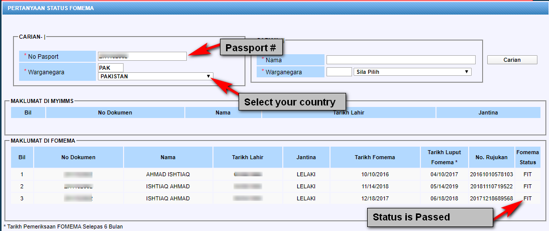 Myimms visa check by passport number