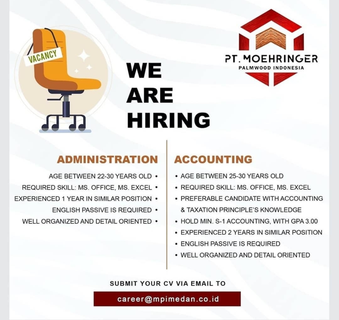 Lowongan Kerja SMA/SMK/S1 di PT Moehringer Palmwood Indonesia Medan