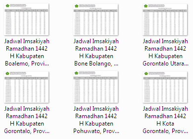 Kumpulan Jadwal Imsakiyah Ramadhan 1442 H Seluruh Kabupaten/Kota Gorontalo di Provinsi Gorontalo