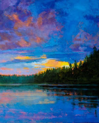 sunset lake landscape painting oil mountain colorado fowler susan artist canvas