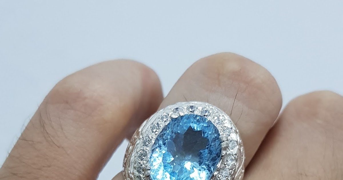 PERMATA MURAH SOKMO: CINCIN PERMATA SKY BLUE TOPAZ ASLI 9 CARAT TOP