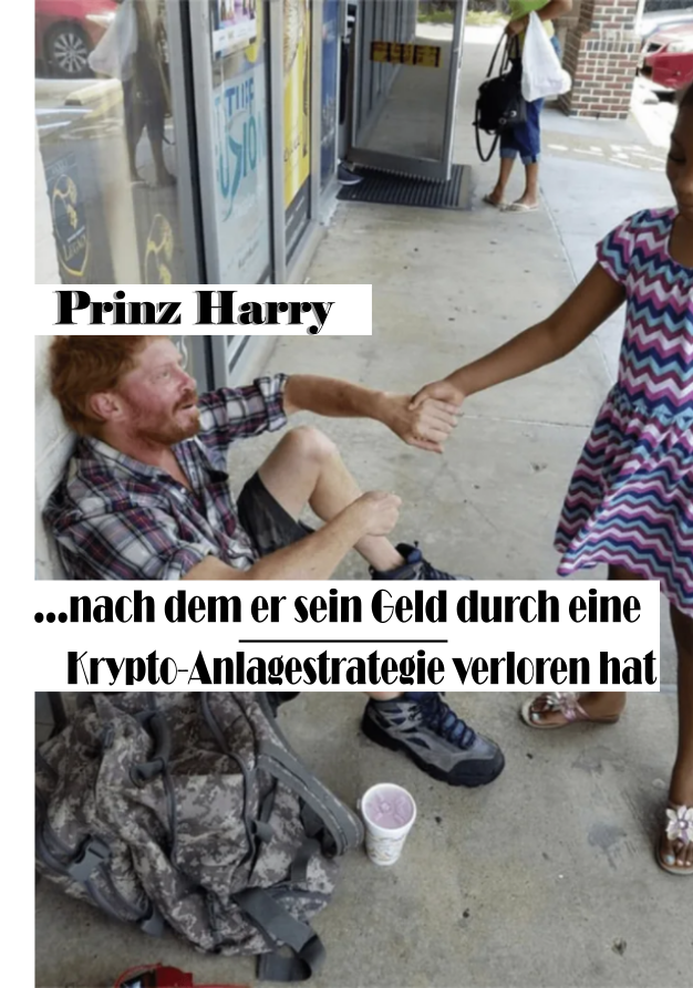 Prinz Harry - Kryptowährung Anlagestrategie - witzige Bilder mit Text