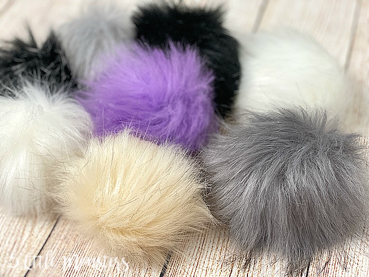Willbond 24 Pieces Faux Fox Fur Pom Pom Balls with Elastic Loop DIY Faux Fur Fluffy Pompoms Ball with Rubber Band Knitting Accessories for Hats Shoes Scarves Bags Keychain Charms Dark Color 