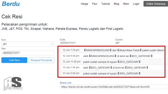 Cara Cek Ongkir Resi Di Berdu Id Blogger Indonesia Sastro Eksa Zone