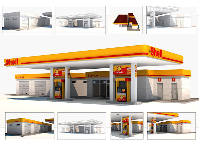 Gas station Free 3D model