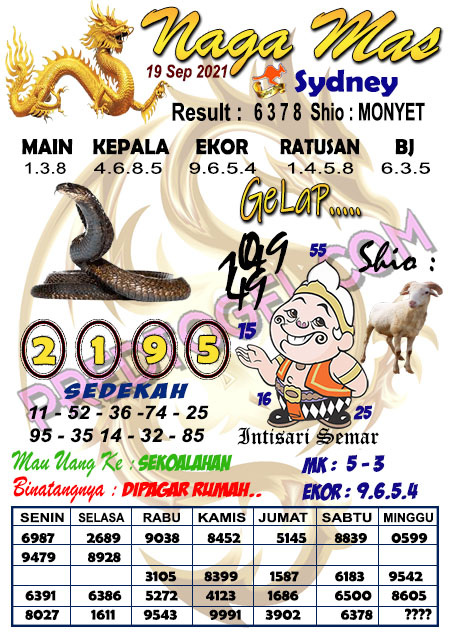 Syair Sdy Naga Mas Hari Ini Minggu 19 September 2021