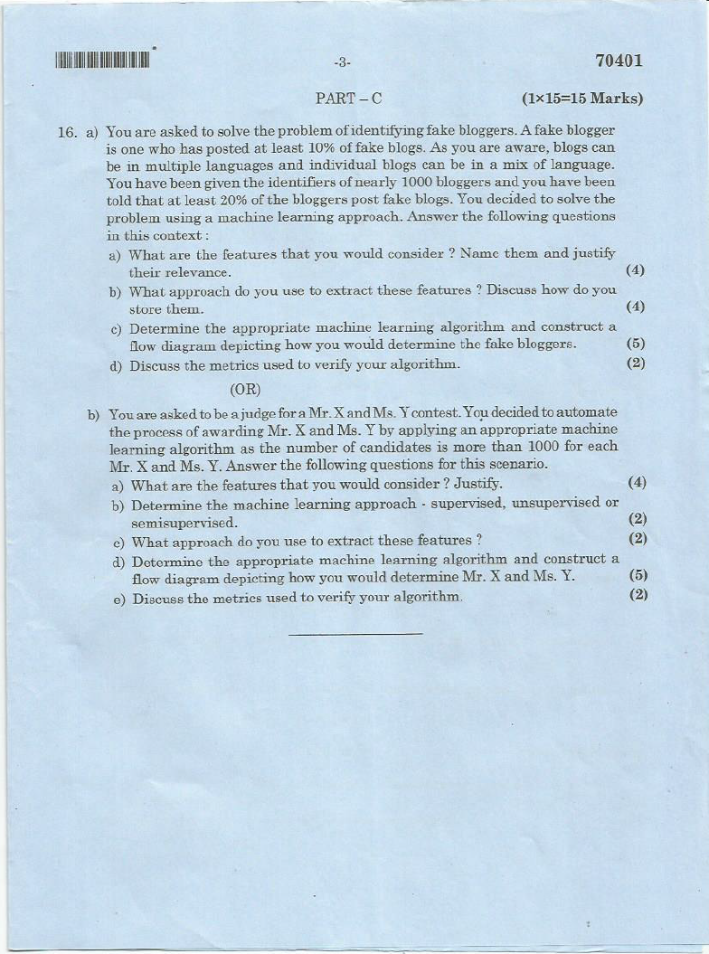 Anna University CP 5191MACHINE LEARNING TECHNIQUES November/December