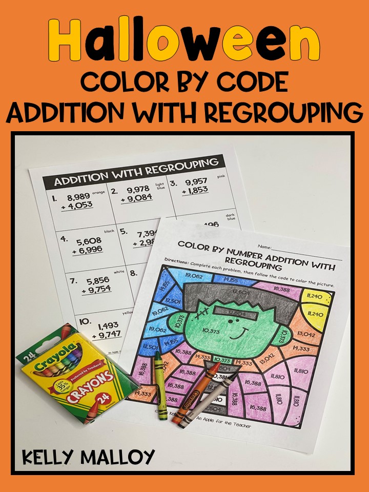An Apple For The Teacher Halloween Color By Number Math Facts Practice