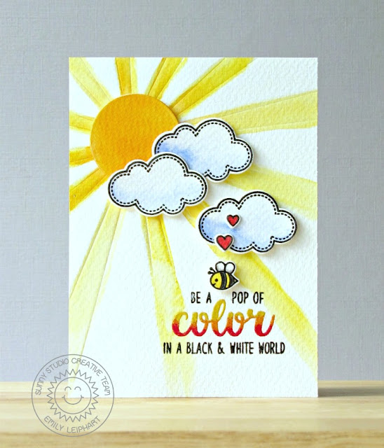 Sunny Studio Stamps: Color Me Happy & Sun Ray Be A Pop of Color Card by Emily Leiphart.