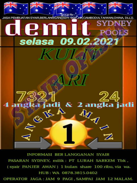 Syair Harian Sdy 9 Februari 2021 Kode Syair Sgp Hk Sd Motesia