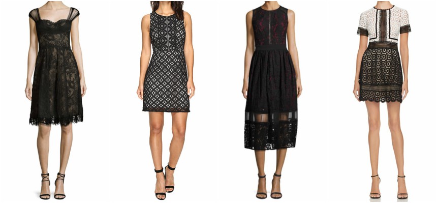 One of these lace dresses is from Monique Lhuillier for $2,995 and the other three are under $100. Can you guess which one is the designer dress?