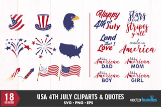 Download Free 4th Of July Usa Bundle Clipart And Quote Graphic PSD Mockup Template