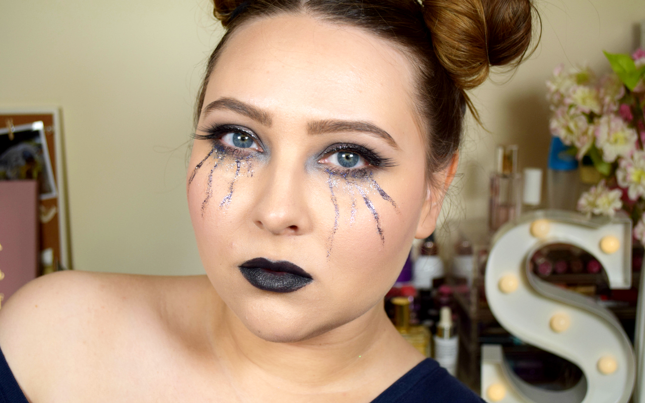 Goth Glitter Tears Halloween Makeup Tutorial The Puzzle of Sandra's Life