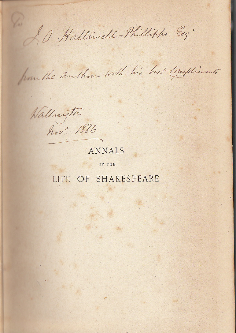 My Sentimental Library J.O. HalliwellPhillipps, Bibliophile