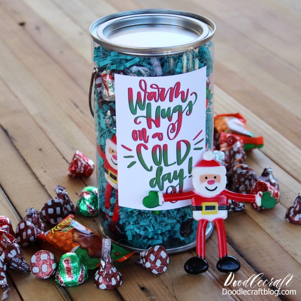 Spread Holiday Cheer Treat Buckets to people serving in the community. Includes Free Printable!