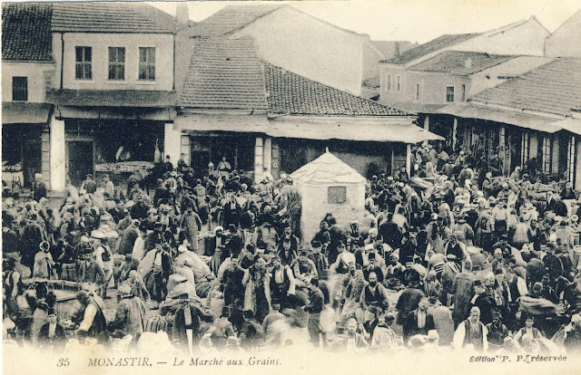 Grain Bazaar in market day. Postcard issued by Levy Fils & Cie, Paris, from a photograph since May 1905.