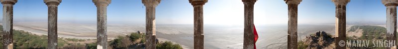 Panoramic view of Sambhar lake from Cenotaph (Chhatri) on Hill.