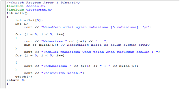 teknik informatika: Pengertian Array & Contoh Program