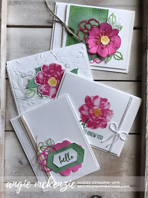By Angie McKenzie on this Simple Satureday; Click READ or VISIT to go to my blog for details! Featuring the To A Wild Rose Stamp Set; #toawildrosestampset #bakerstwine #simplestamping #cleanandsimple #stampinupinks #anyoccasioncards #stamping #simplyblessed 