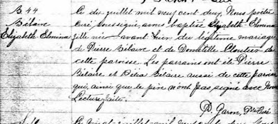 Almina Belair Baptism Record 1902