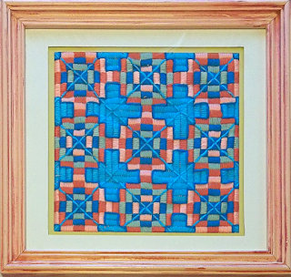 Ancient Pathways, framed needlepoint by Annake