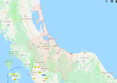 Map of Songkhla province in South Thailand