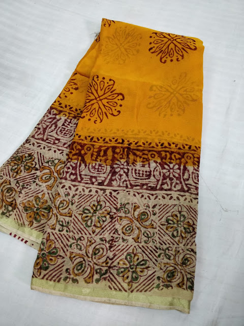 kalamkari Georgette sarees with blouse.