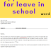 application for leave in school for sick - sample in word