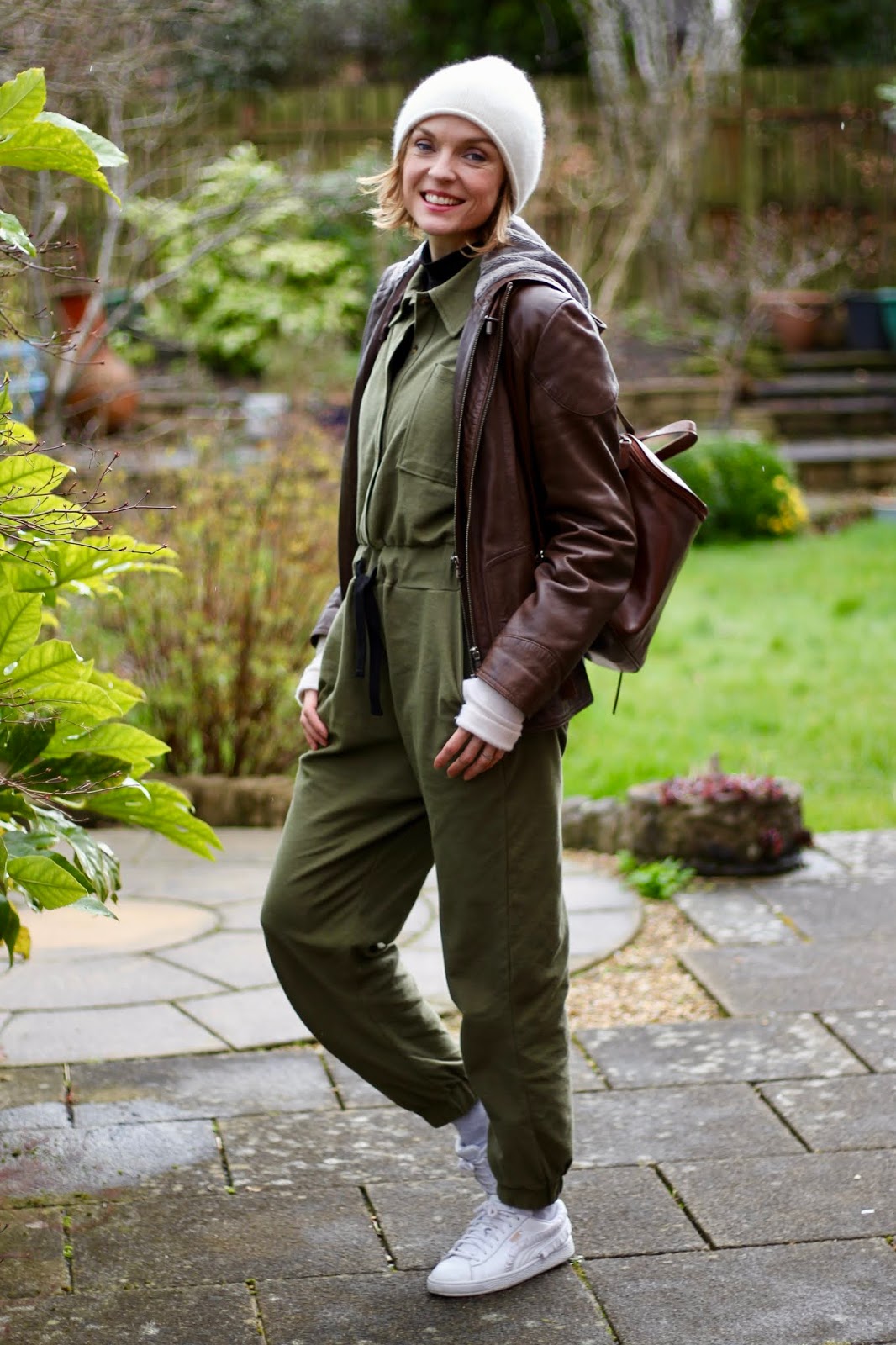 Khaki Boiler suit, trainers and Leather • Casual Spring Style | FAKE