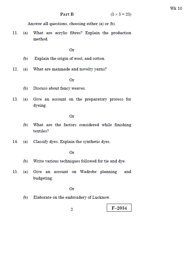 Alagappa University M.Sc. Home Science TEXTILES AND CLOTHING APRIL 2019