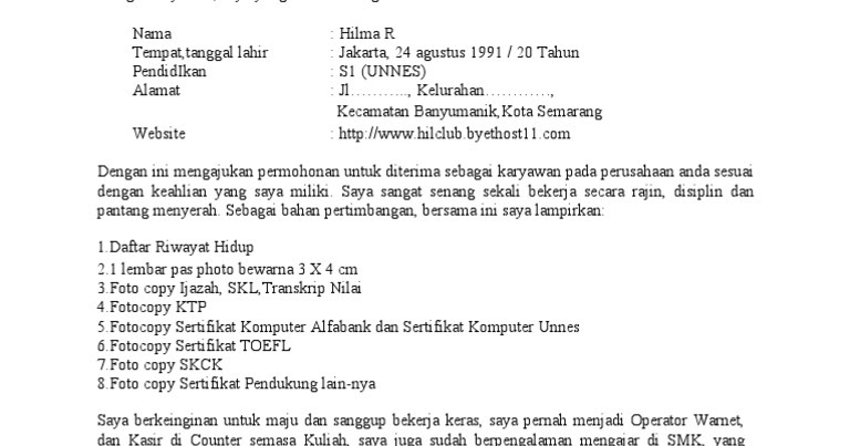 Ben Jobs Contoh Surat Lamaran Kerja Tanpa Menyebutkan Posisi