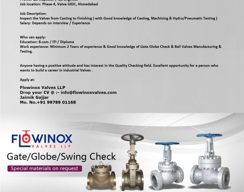 ITI / Diploma/ Jobs Vacancy For Position QC Inspector for