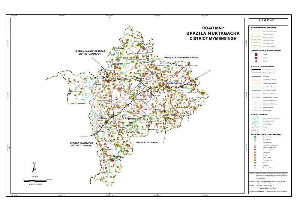 Muktagacha Upazila Road Map Mymensingh District Bangladesh